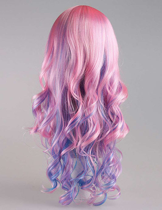 絶賛のキャンディ紫&青い大人の婦人用かつら|長い縮れたコスプレ・ハロウィンかつら|割増空気を通すCaplessなキャップH-381