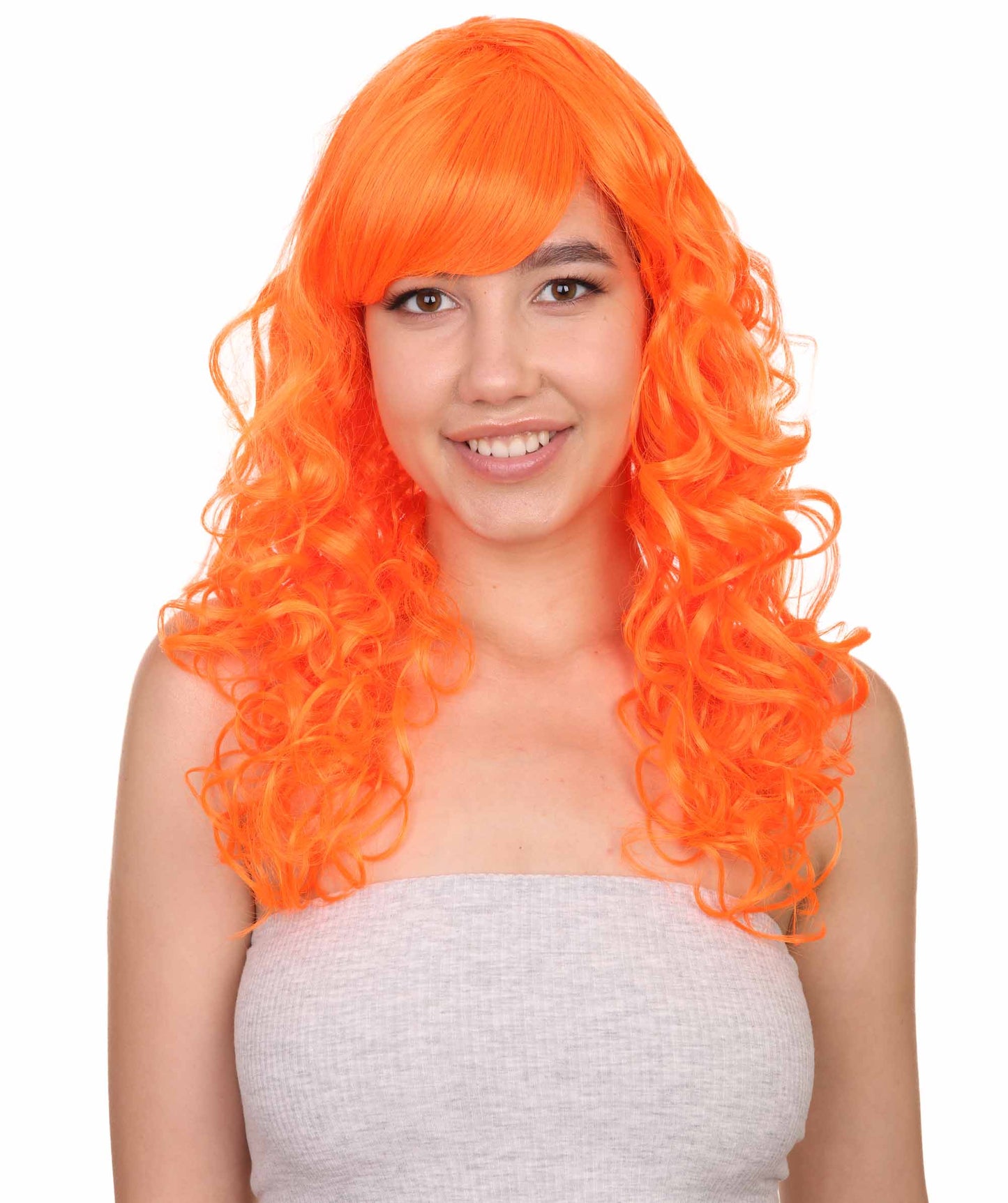 Wigs2you ハロウィンパーティー プレミアム レディース H-1030 着用しやすい ベラウィッグ ネオンオレンジカラー