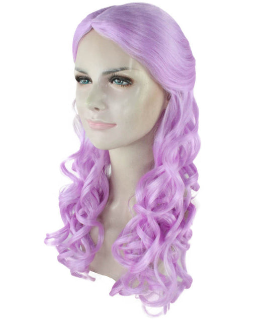 ハロウィンパーティー プレミアム 女性用 H-2951 ライトパープル ロング ウェーブ ウィッグ