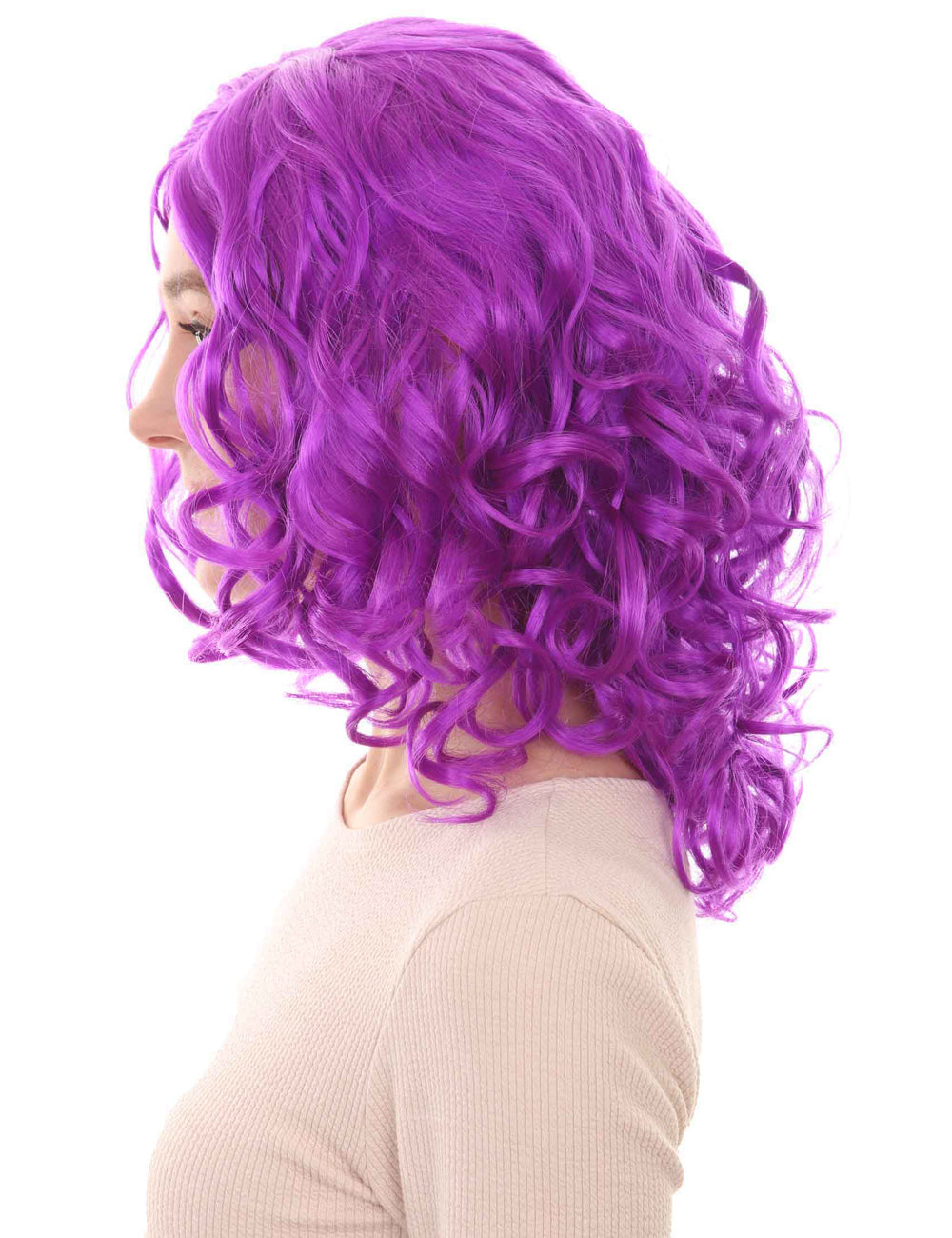 Wigs2you ハロウィン パーティー プレミアム レディース H-1407 着けやすい 快適なフィット感 カリフォルニア ガール ネオン パープル カール ウィッグ