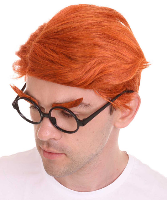 ハロウィンパーティープレミアム H-4853 男性用ショートファニーウィッグ、眼鏡付き