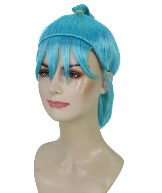 女性用 H-5859 アニメ 科学者 ライトブルー バン ウィッグ フリンジ ブレイデッド ハロウィンに最適 難燃性合成繊維