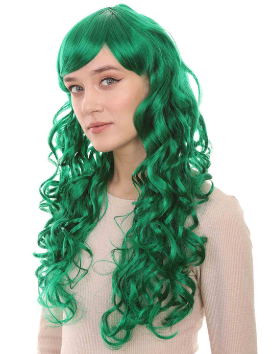 Wigs2you ハロウィン パーティー プレミアム レディース H-663 ロング グリーン カール ウィッグ