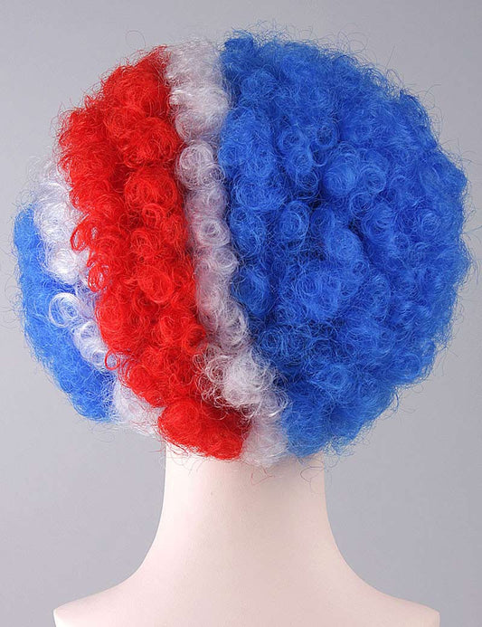 赤い青い党アフロかつらスーパー・サイズ・ジャンボ性格コスプレ・ハロウィンかつら|割増空気を通すCaplessなキャップH-396