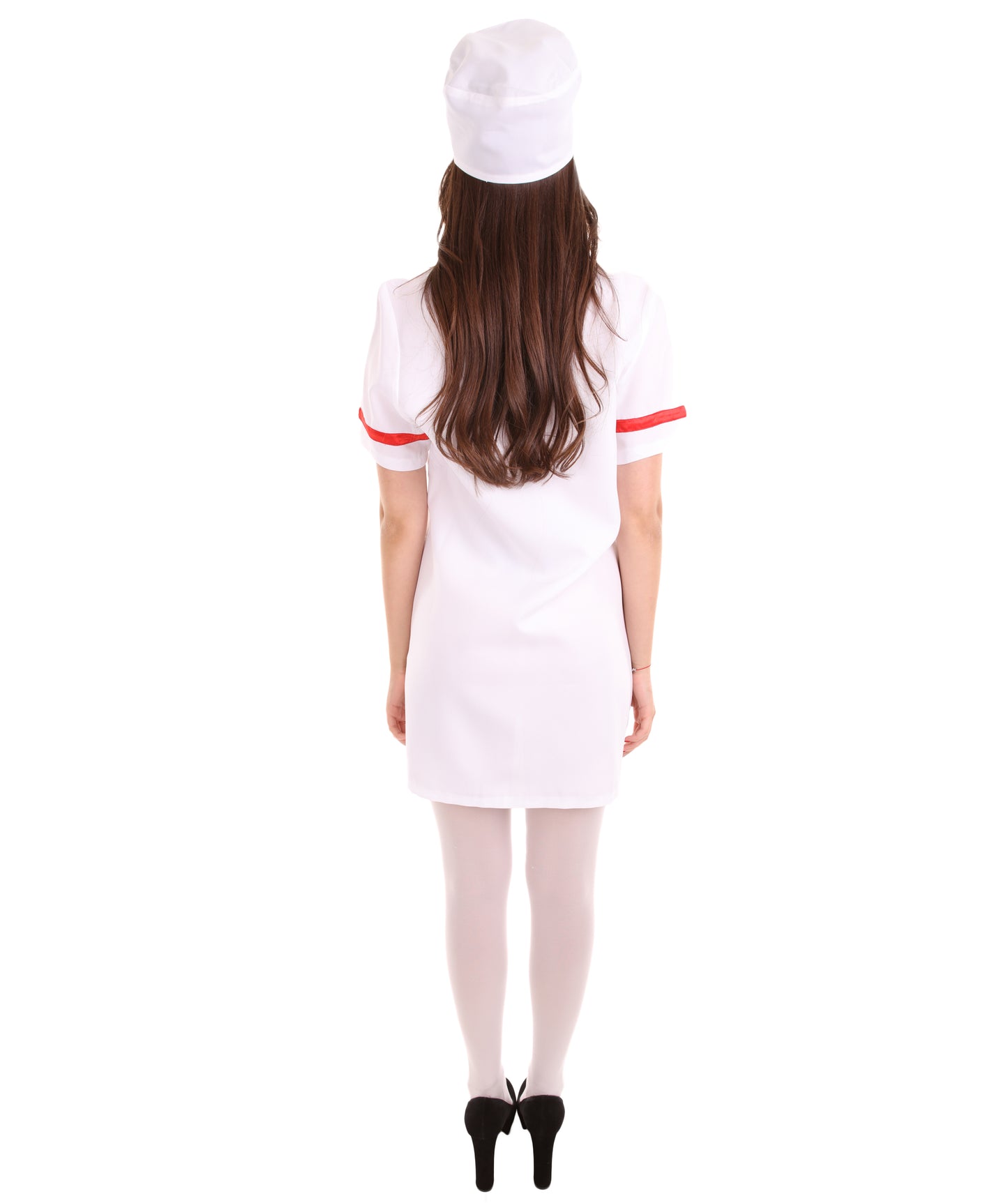 女性 JCO-420 のナースコスチューム ホワイトとレッドコスプレコスチューム