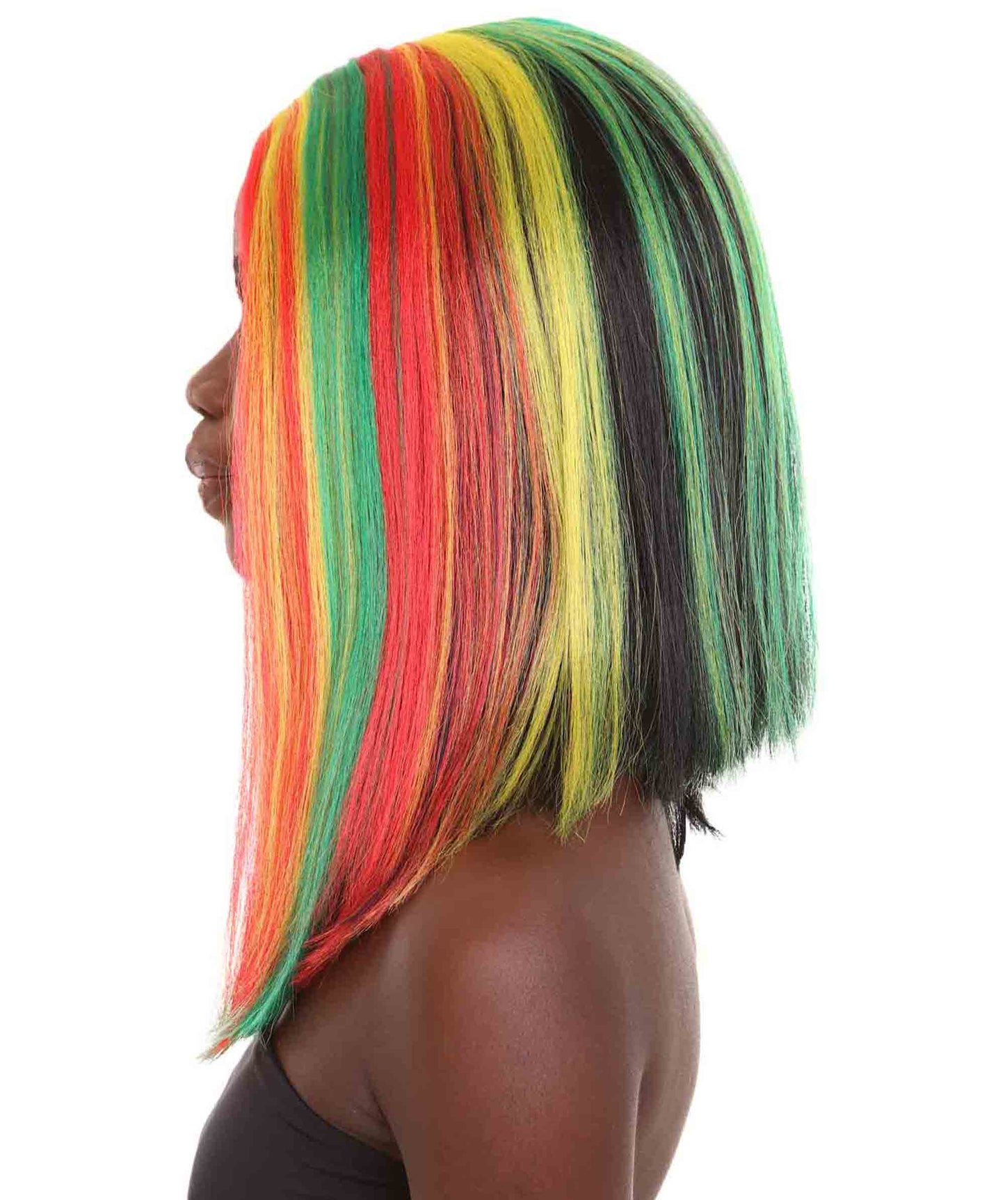 ハロウィンパーティープレミアム H-5249 女性用ショルダーレングスセレブリティガーナプライドウィッグ マルチカラー