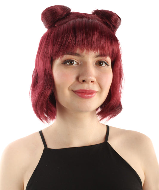 女性用ショートダブルバンスペースギャラクシーウィッグ バーガンディ H-5376_17 女子会とグループコスチューム用ヘア