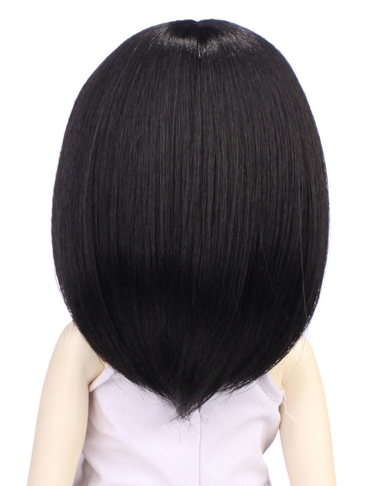 レイヤーカットの組み合わせがないミディアムボブスタイルの人形のウィッグ W-699 ブラック 全体のスタイルにはスムースな印象