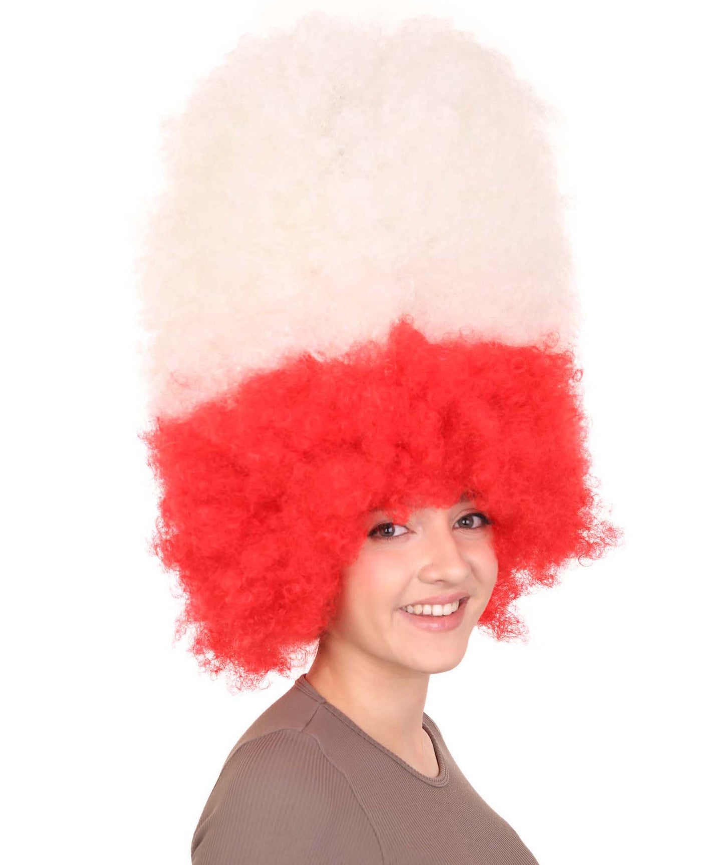 ポーランドフラッグ スポーツパーティージャンボアフロウィッグ H-3955 プレミアム 通気性の良い キャップレスキャップ