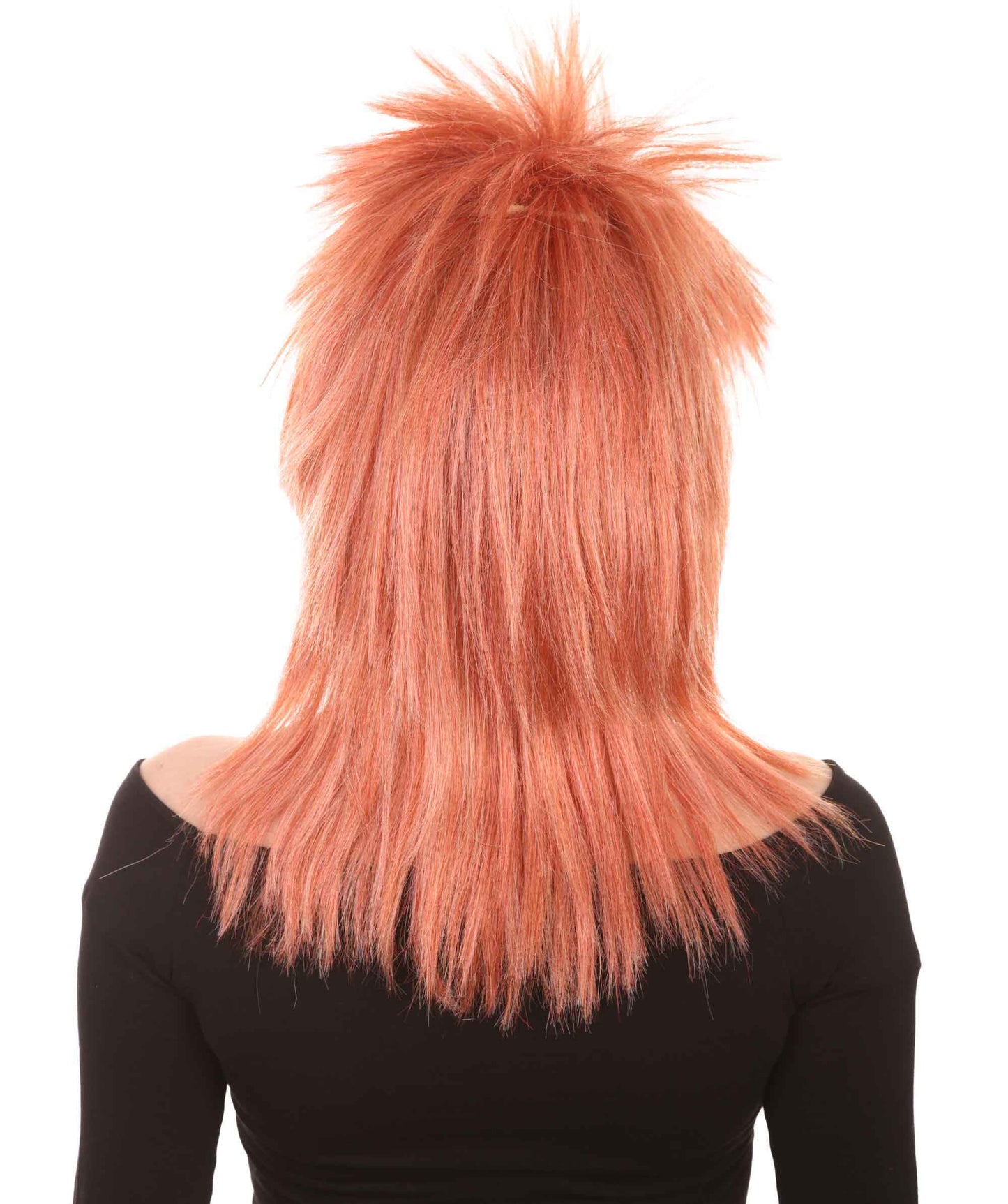 Wigs2you ハロウィン パーティー プレミアム H-1310 簡単に着用でき 快適なフィット感 80 年代女性ピーチ ロッカー スタイルウィッグ