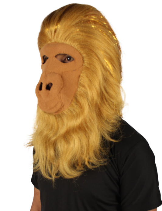 ハロウィンパーティープレミアムメンズ H-5647-GD ヘアリーユニセックスエイプティンセルマスクのみ 金 軟らかい合成繊維
