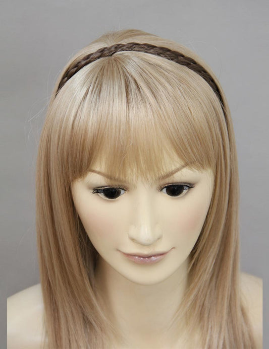 女性 W-8224A のおしゃれなアッシュブラウン 可愛いコンビネーション三つ編みヘッドバンド フラワーヘアアクセサリー 合成繊維