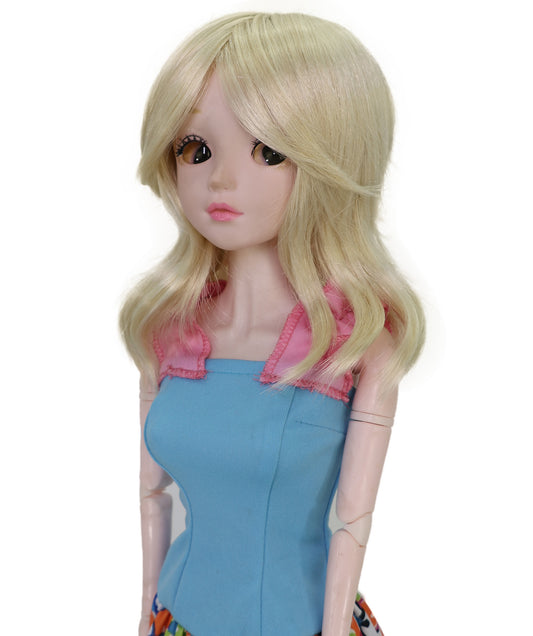 Wigs2you B-233 ブロンドのカーリーショートドールウィッグ - コスプレドール用軽量7インチ合成ヘアピース