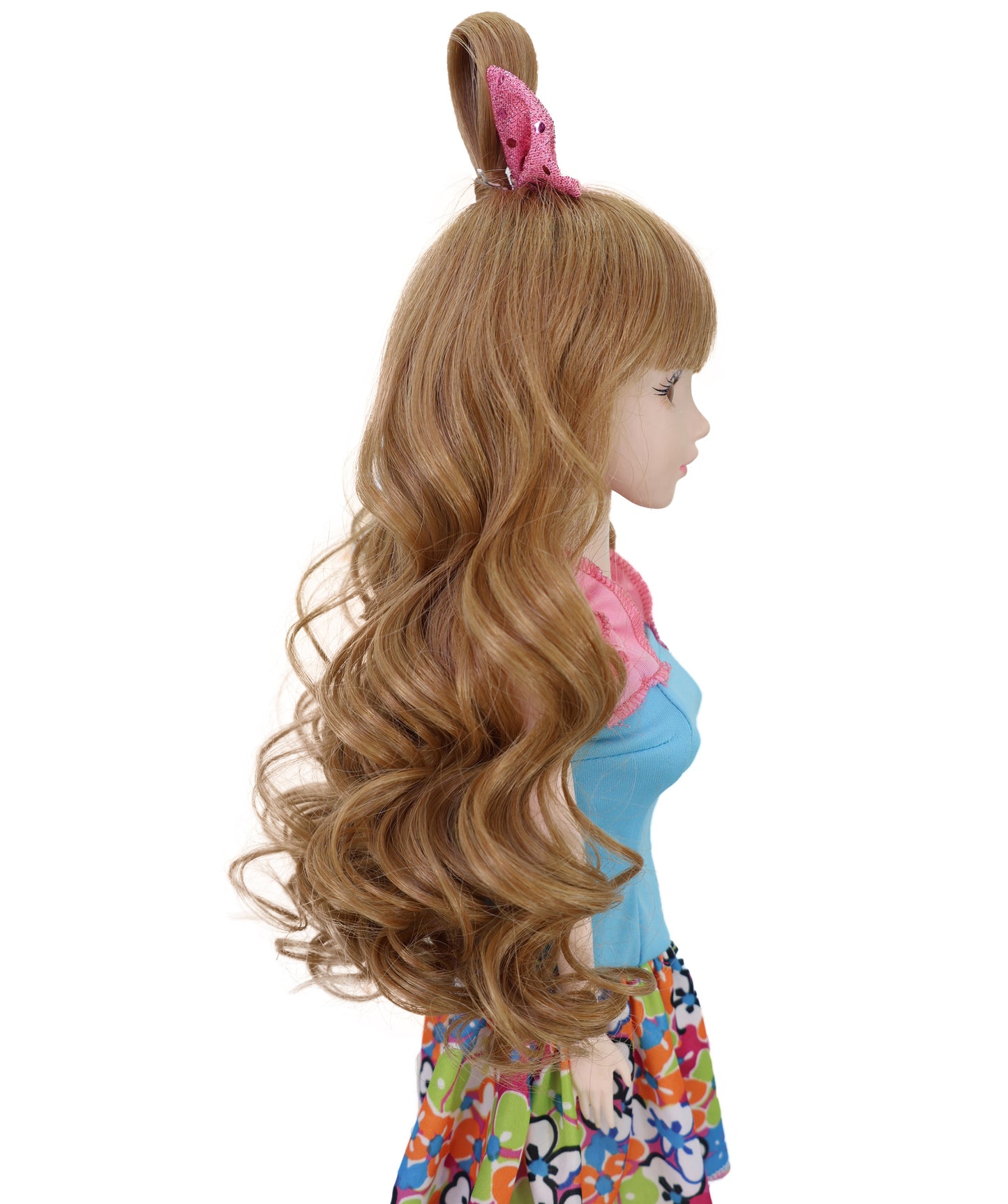 Wigs2you B-234 コッパーブロンド プレイドール用ウィッグ - 14インチ ロングカーリーヘア トップバンス&バンズ付き - ハロウィンやドールコスプレに最適