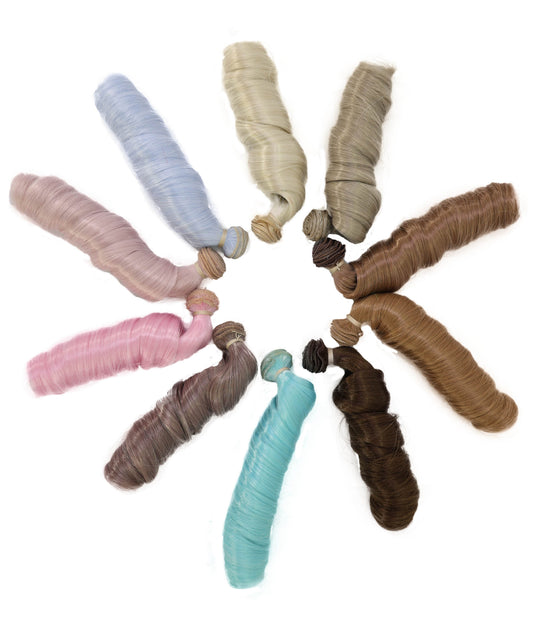 Wigs2you B-238 マルチカラー カーリードール用ウィッグセット – JPプレイドール用 9インチ 人工毛 10個セット