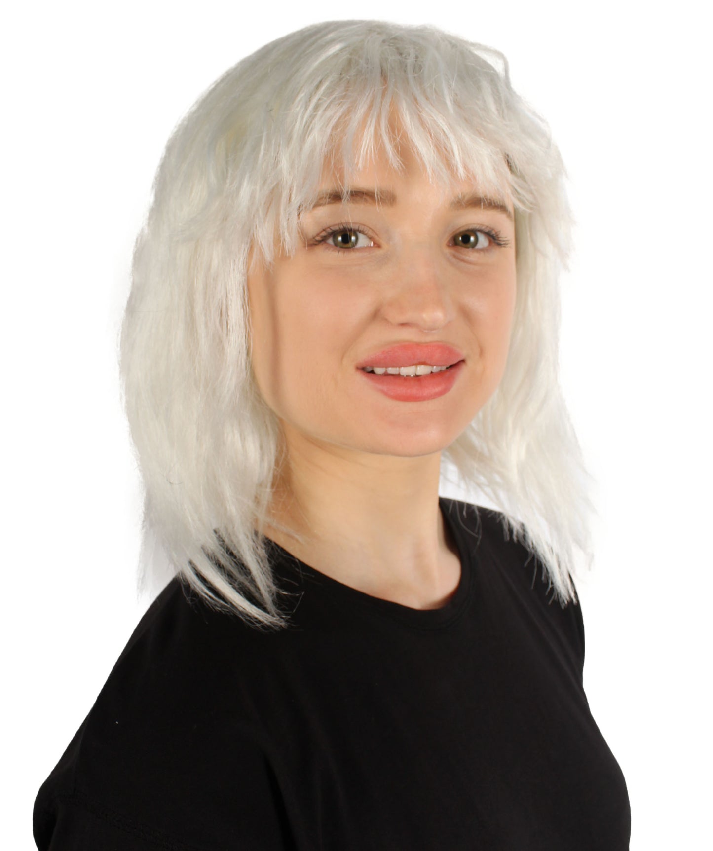 女性用ショルダーレングスバング波状コスプレウィッグ ホワイト H-5229_18 ファンシースタイル プレミアムハロウィンパーティーウィッグコレクション