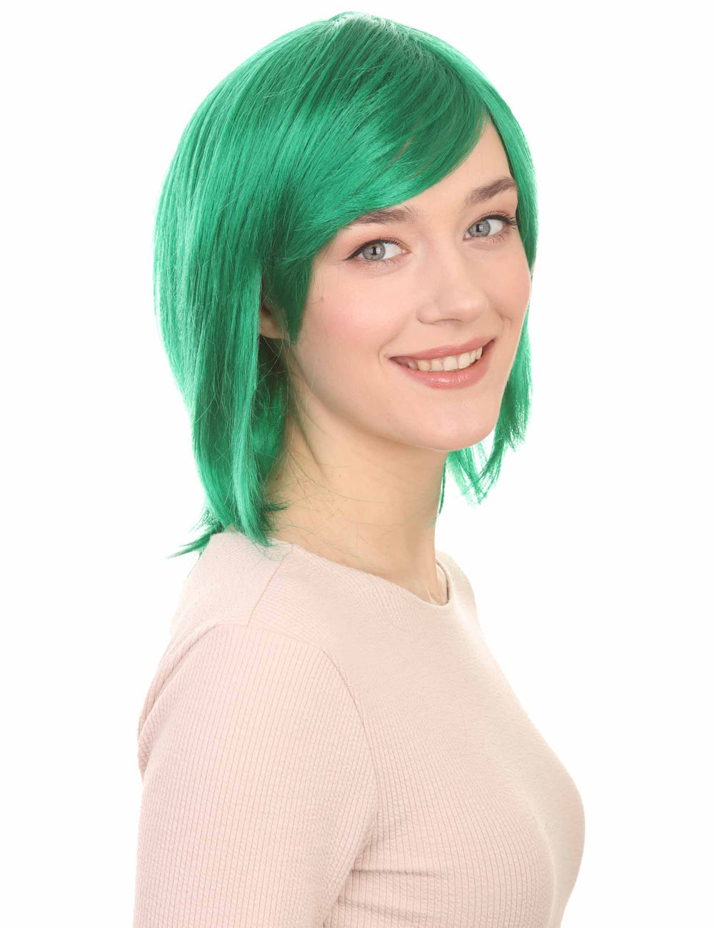 Wigs2you ハロウィン パーティー プレミアム H-1424 簡単に着用でき 快適なフィット感の女性ショート ダークグリーンウィッグ