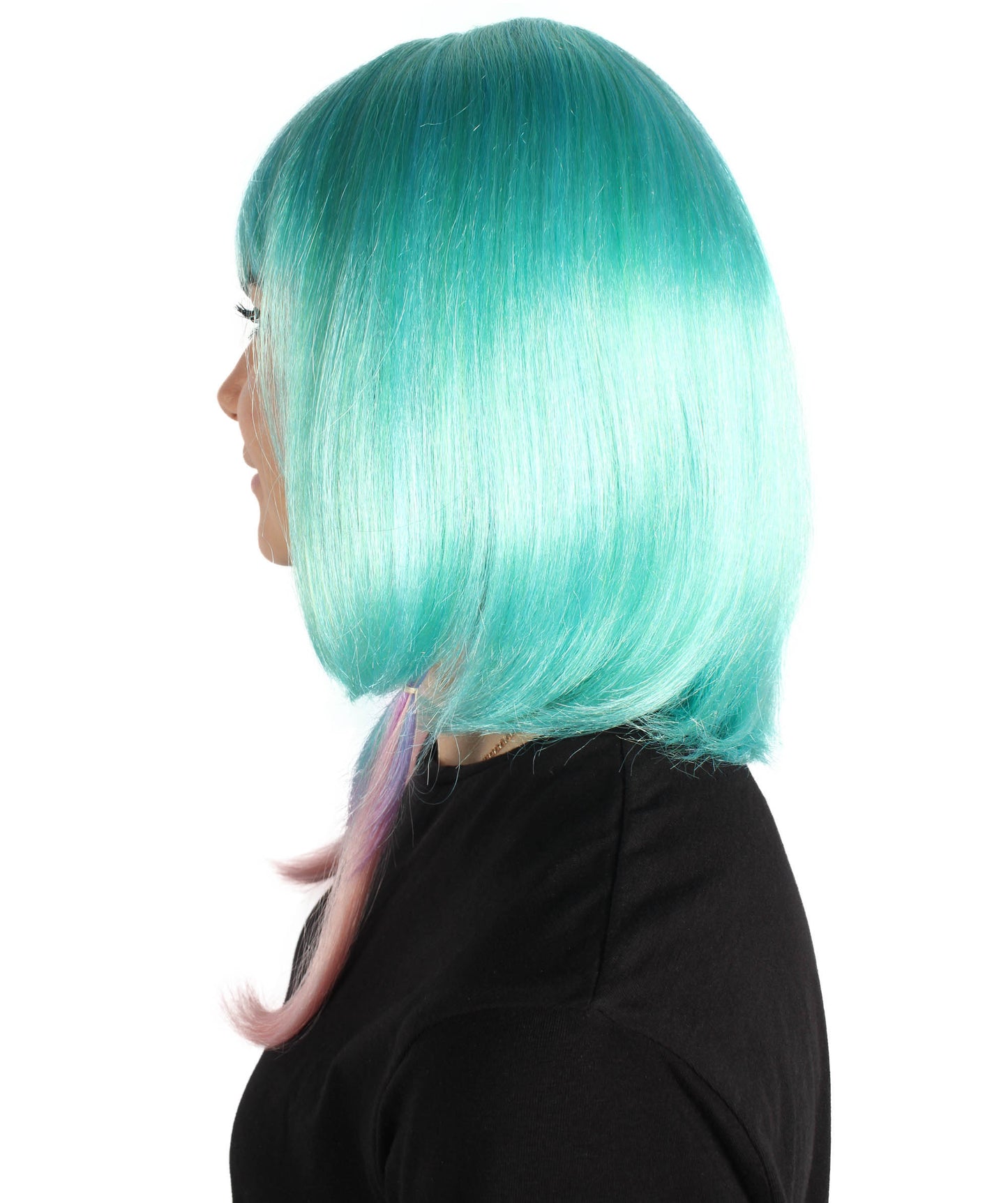 Wigs2you H-6924 前髪付きレディースウェーブブルーボブウィッグ|コスプレに最適|難燃性合成繊維