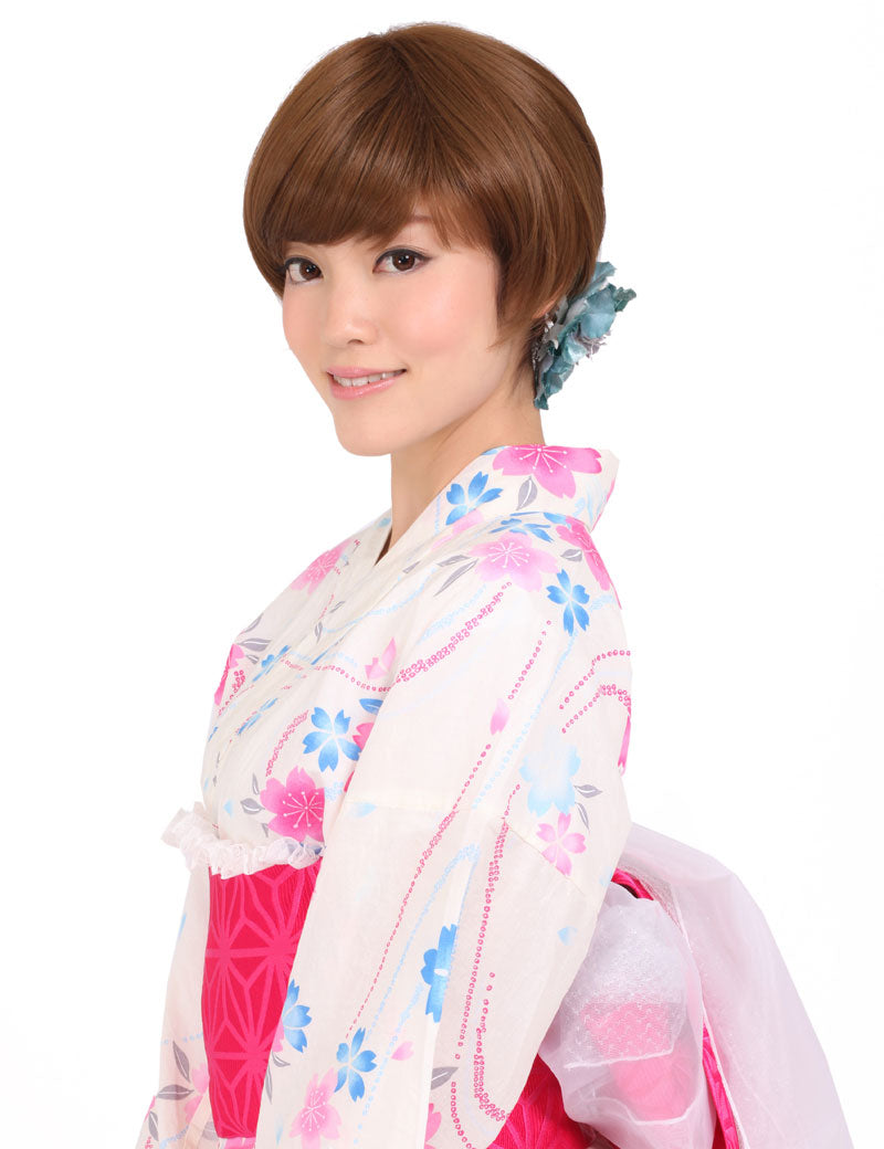 "耐熱商品☆毛流れがとても綺麗な上品ショートヘア!女性らしさを引き立ててくれるスタイルです♪ ウィッグネット付き♪ W-588 "