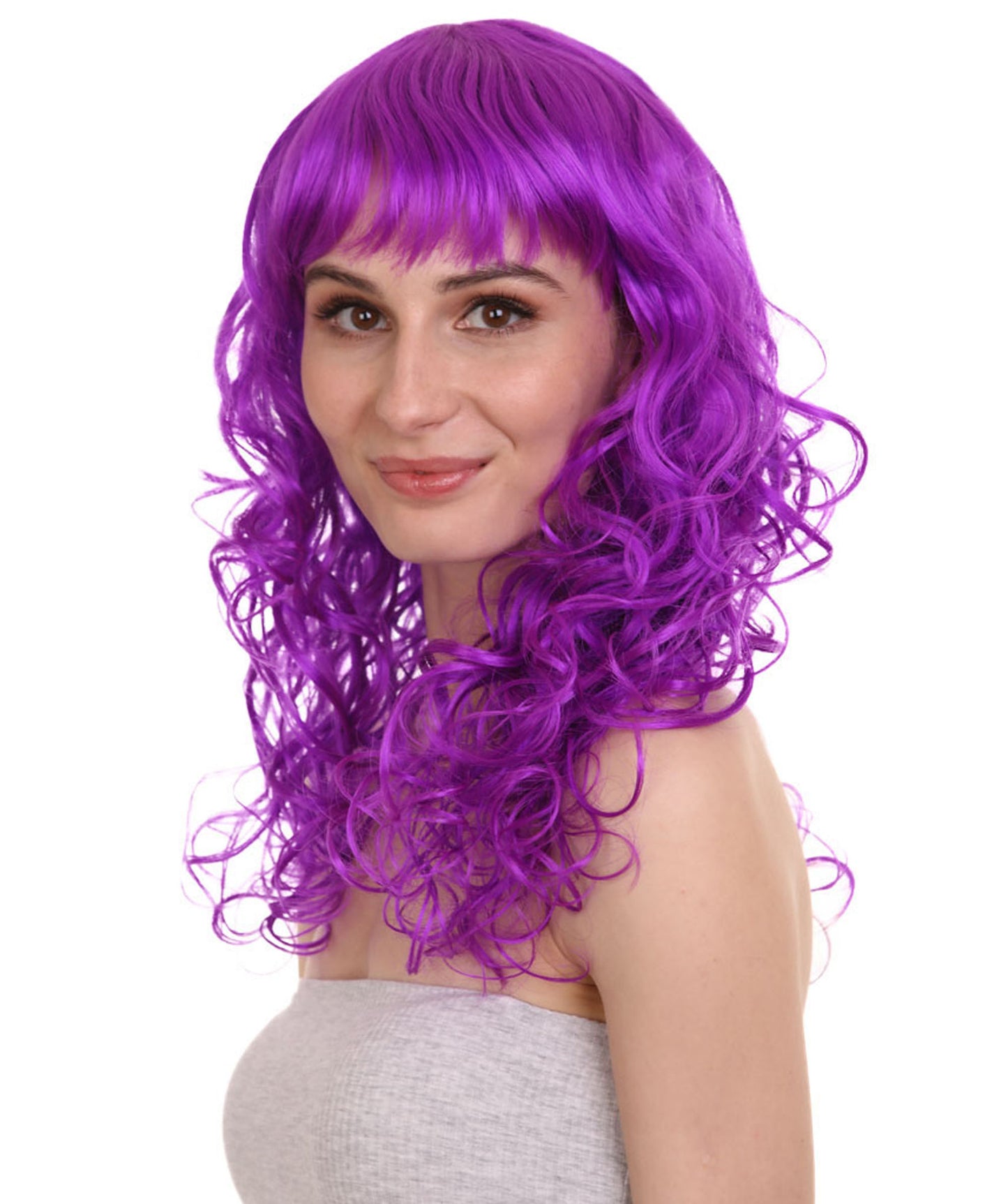 Wigs2you ハロウィンパーティー プレミアム レディース H-1028 着用しやすい ベラウィッグ ネオンパープルカラー