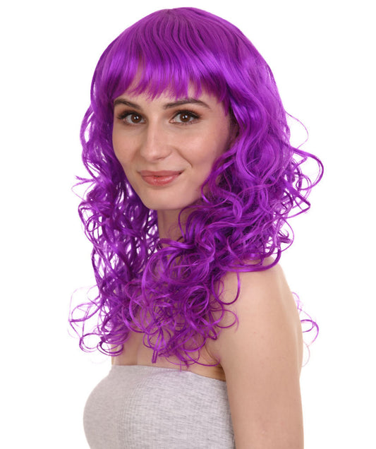 Wigs2you ハロウィンパーティー プレミアム レディース H-1028 着用しやすい ベラウィッグ ネオンパープルカラー