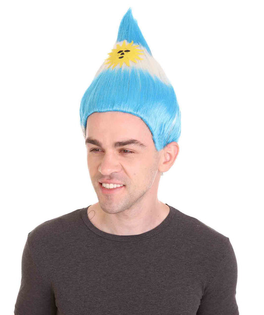 ハロウィーンパーティープレミアムメンズH-3769 男性コスプレウィッグ アルゼンチンフラッグトロールスタイル