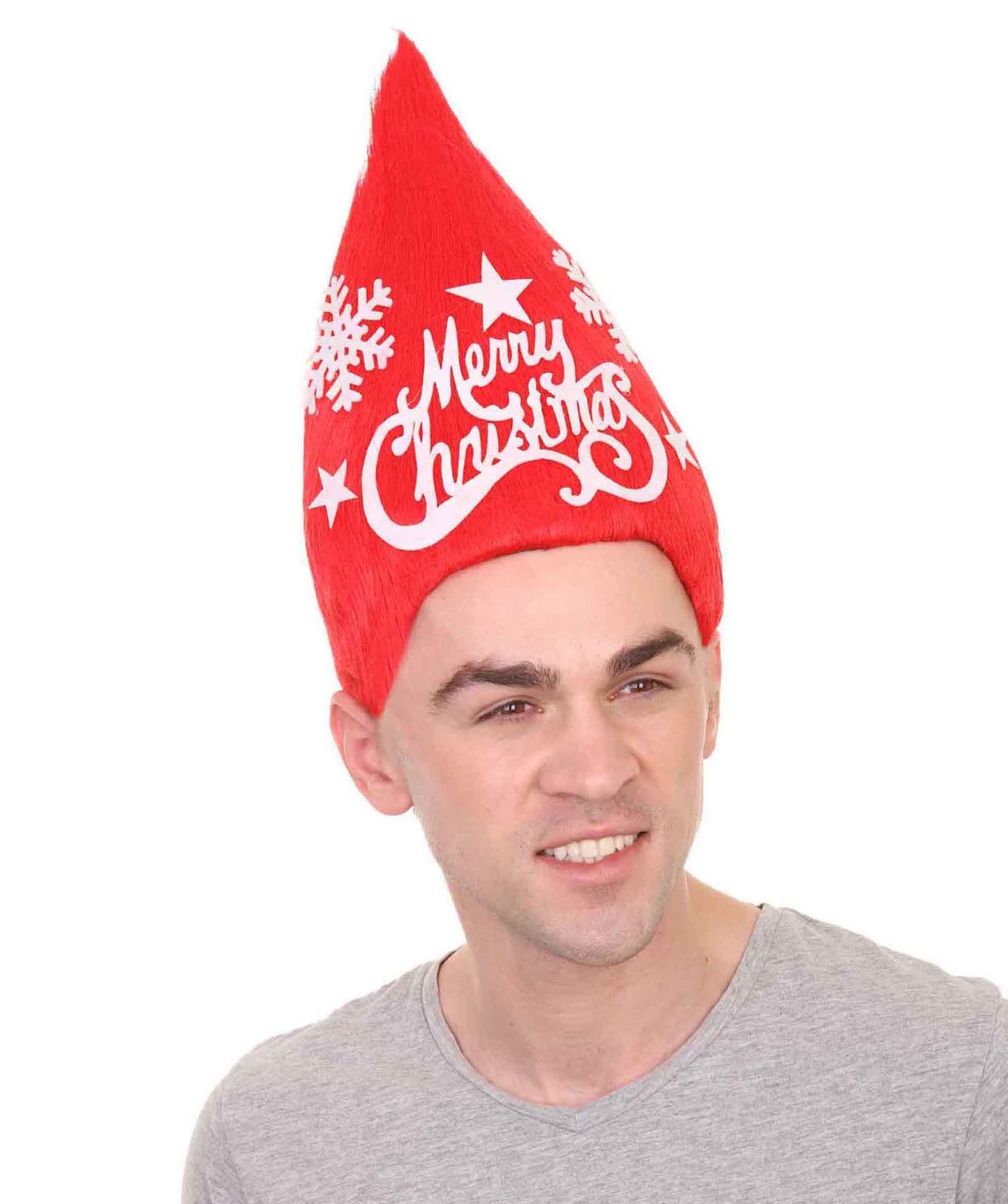 メンズ レッド クリスマスツリー トロール ウィッグ 1 H-2470 プレミアム 通気性のあるキャプレスキャップ