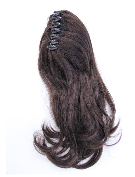 レディースファッション W-8315 ミディアムポニーテール ナチュラルカーリー チャコール ヘアピースウィッグ 合成繊維