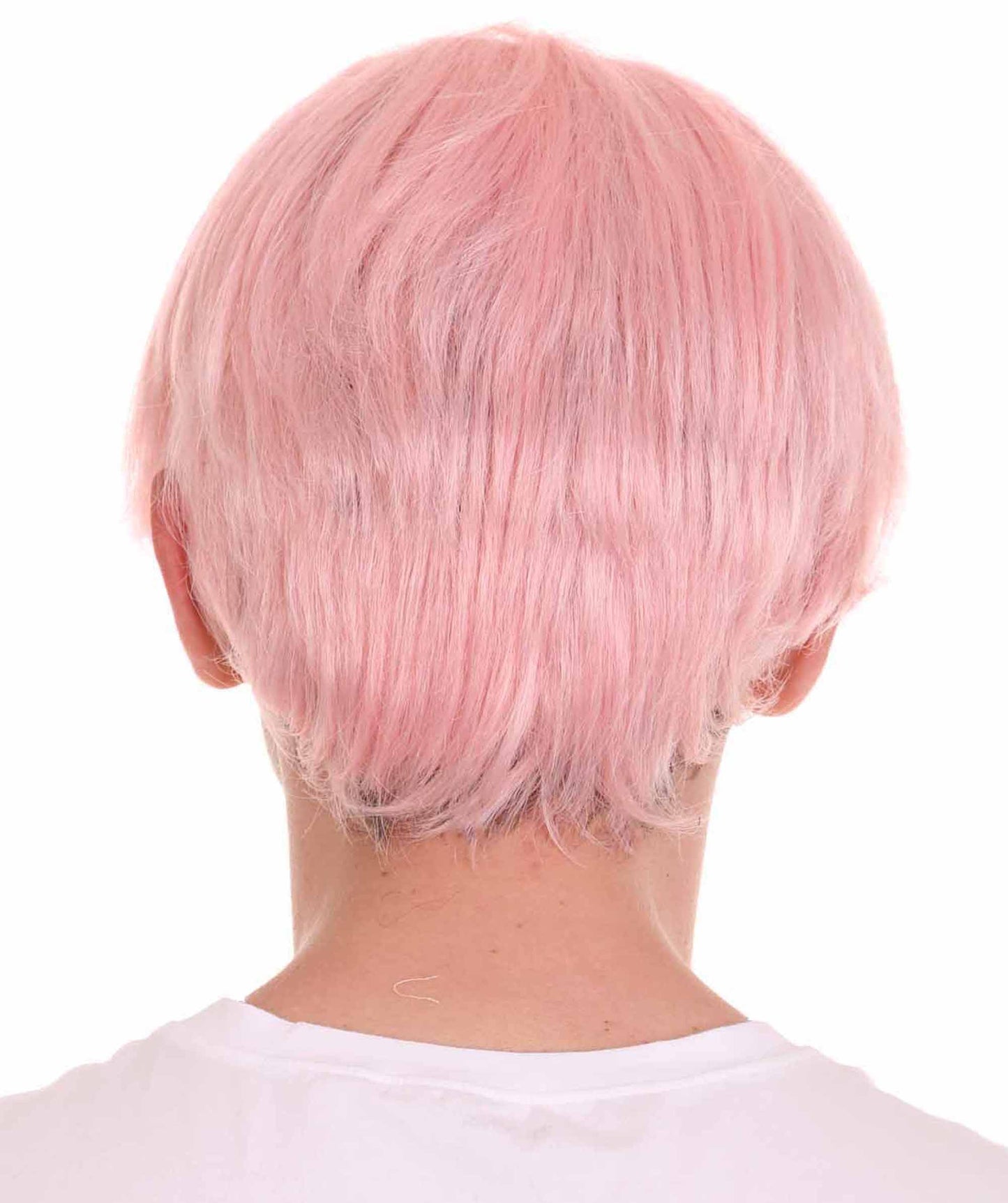 K-ポップ 男性 ミドルパートピンク ポップスターウィッグ H-5540 プレミアム通気性抜群キャップレスキャップ