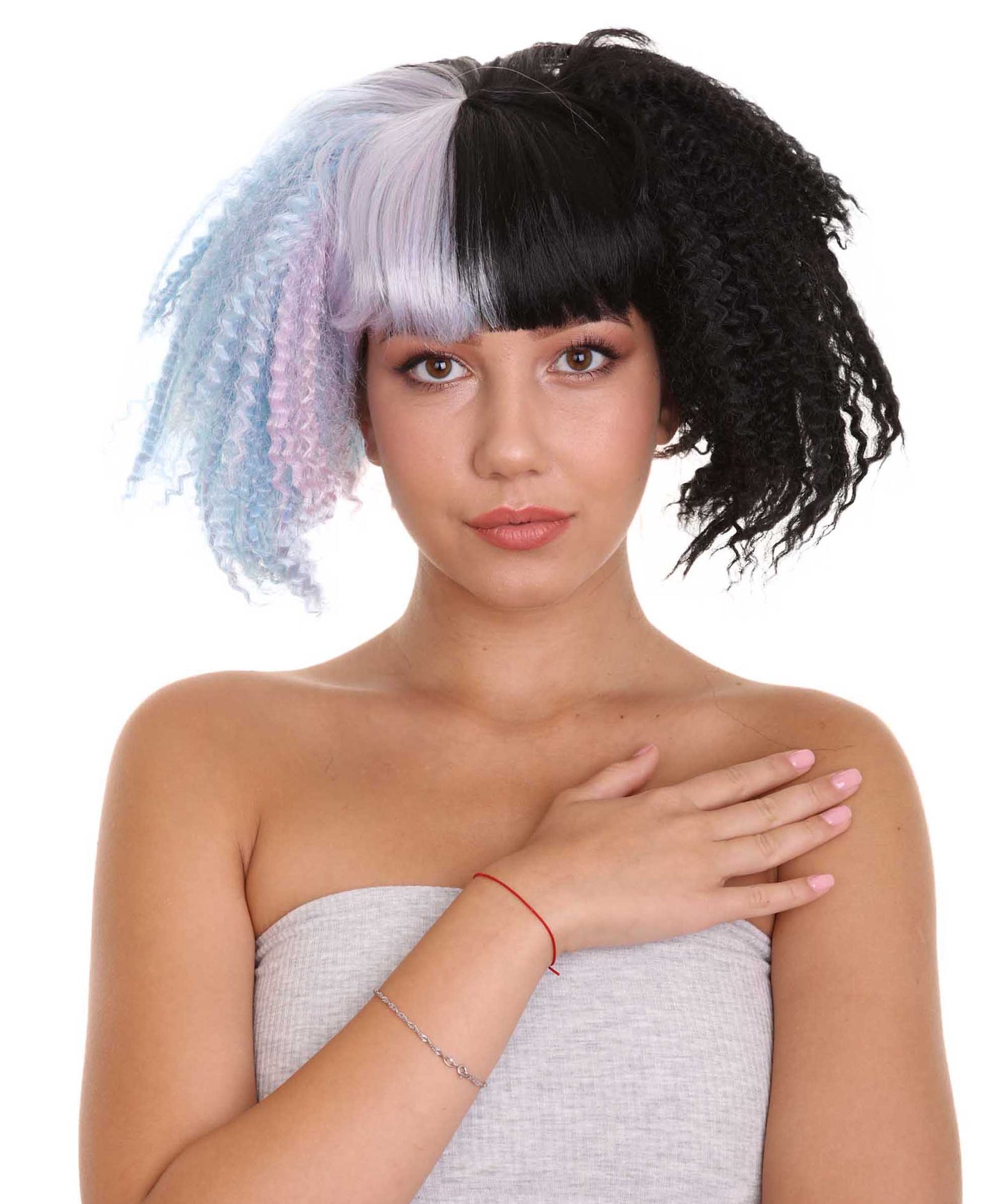 Wigs2youハロウィンパーティープレミアムレディースH-1872 着けやすい 非常に快適 限定!Melanie Martinezライトブルーと黒のコスプレウィッグ