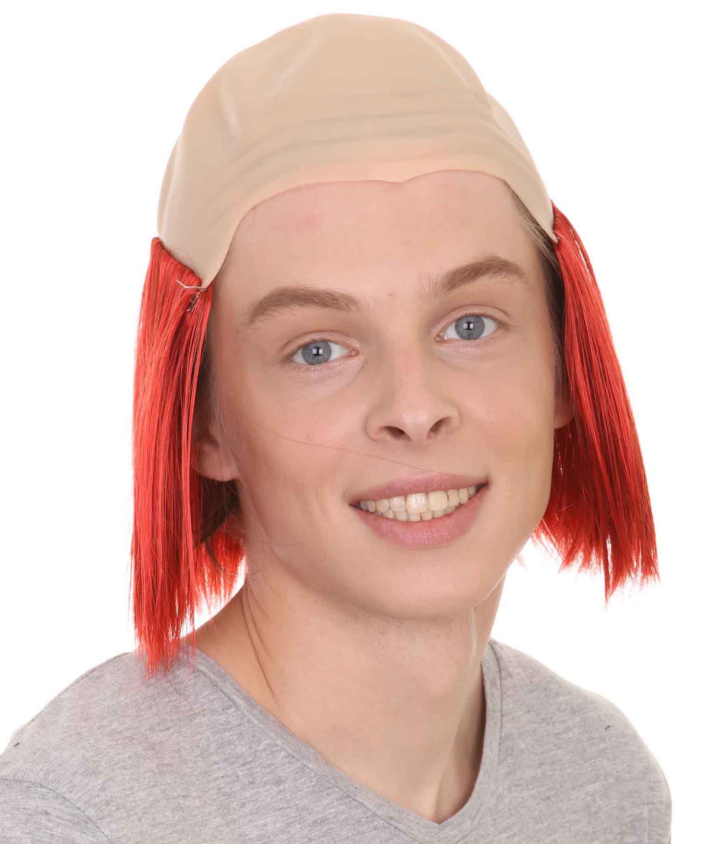 Wigs2you ハロウィンパーティープレミアム H-2137 バルドストレート男性クラウンレッドウィッグ あなたのためにカスタマイズ 男性の髪の部分の調整プロセス