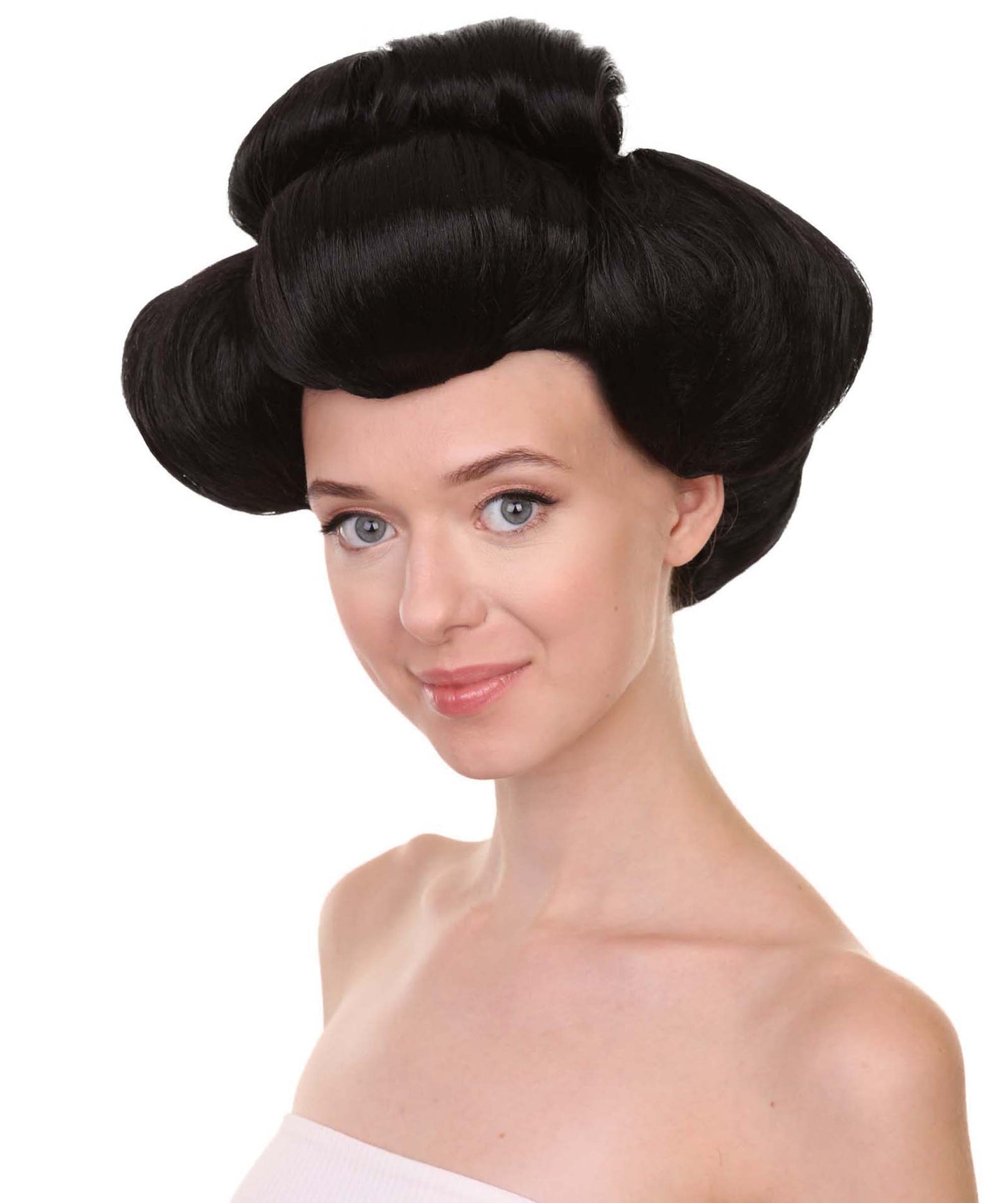 プレミアムハロウィンパーティー 女性 H-5389 ショートレングス アップド ハロウィン アニメーションゲイシャウォリアーウィッグ ブラック