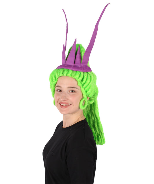 大人の女性テレビミュージカル映画H-6338拮抗薬グリーントロール長いポニーウィッグコスプレウィッグ難燃性合成繊維