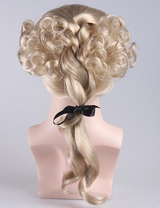 ビンテージ判事縮れたかつらは、法廷法廷弁護士をブロンドの髪ブラック・リボンHM-014Aと判断します| HPO H-325