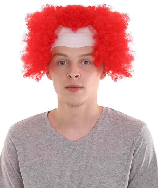 ハロウィンパーティープレミアム メンズ H-3582 ボールド レッド クラウン ウィッグ