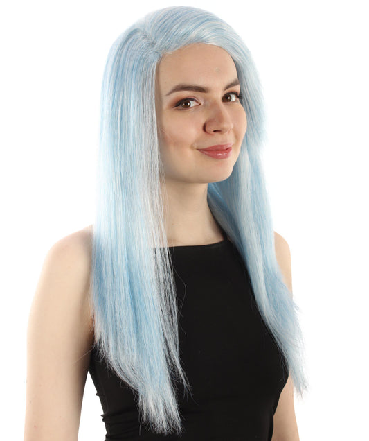 女性用ロングストレートサイドパートコスプレウィッグ アイスブルーブレンド H-5220_30 ファンシースタイル プレミアムハロウィンパーティーウィッグコレクション