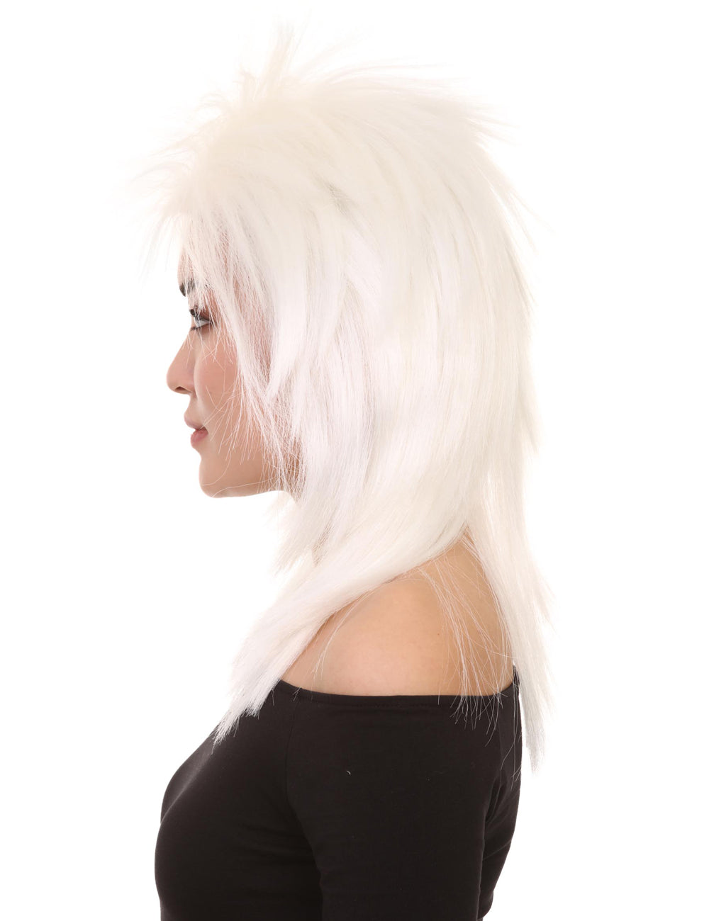 Wigs2you ハロウィン パーティー プレミアム H-1323 簡単に着用でき 快適なフィット感 80 年代女性ホワイト ロッカー スタイルウィッグ