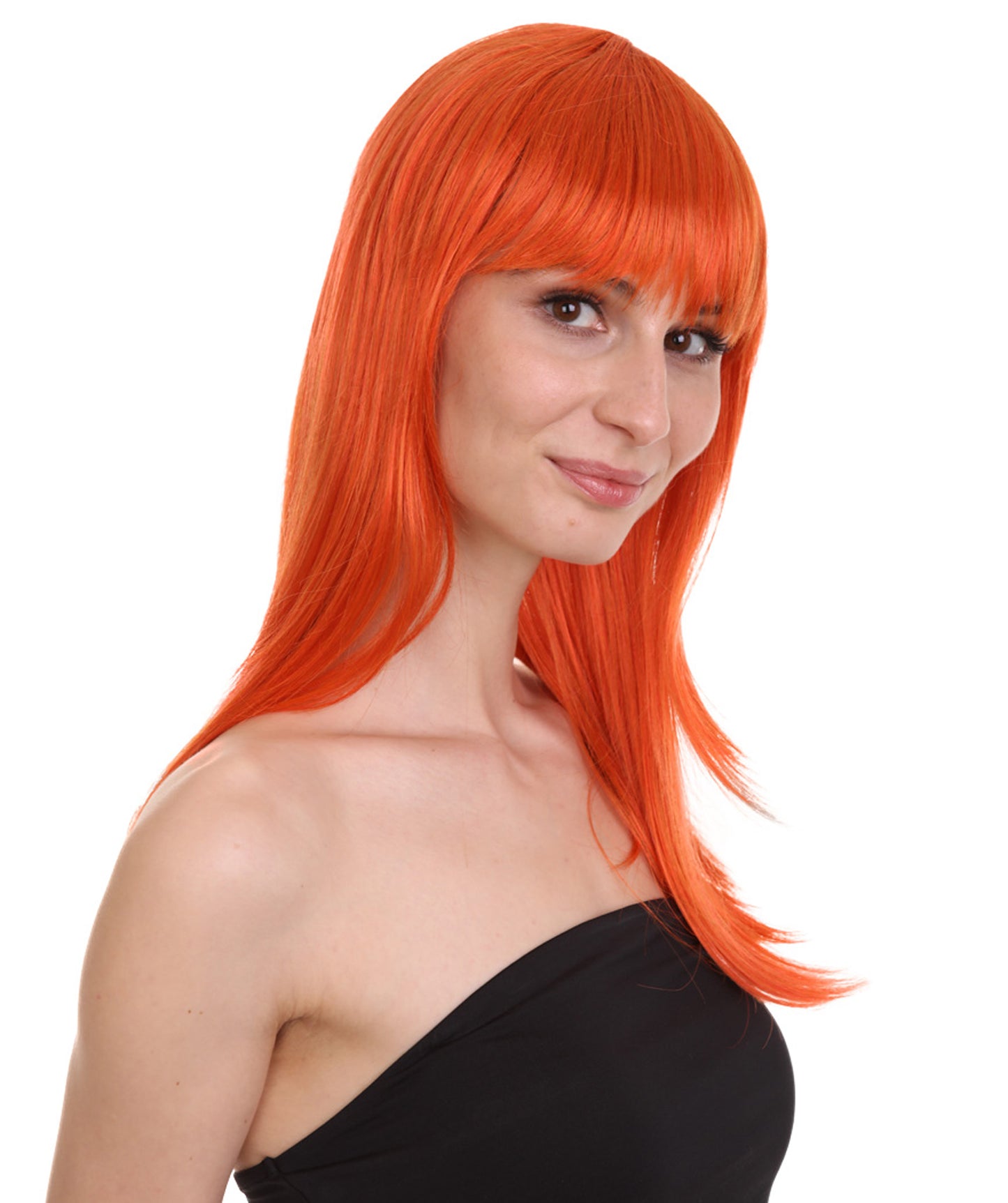 Wigs2you ハロウィン パーティー プレミアム レディース H-1039 とても快適なグラマー グリーン ウィッグ オレンジ色