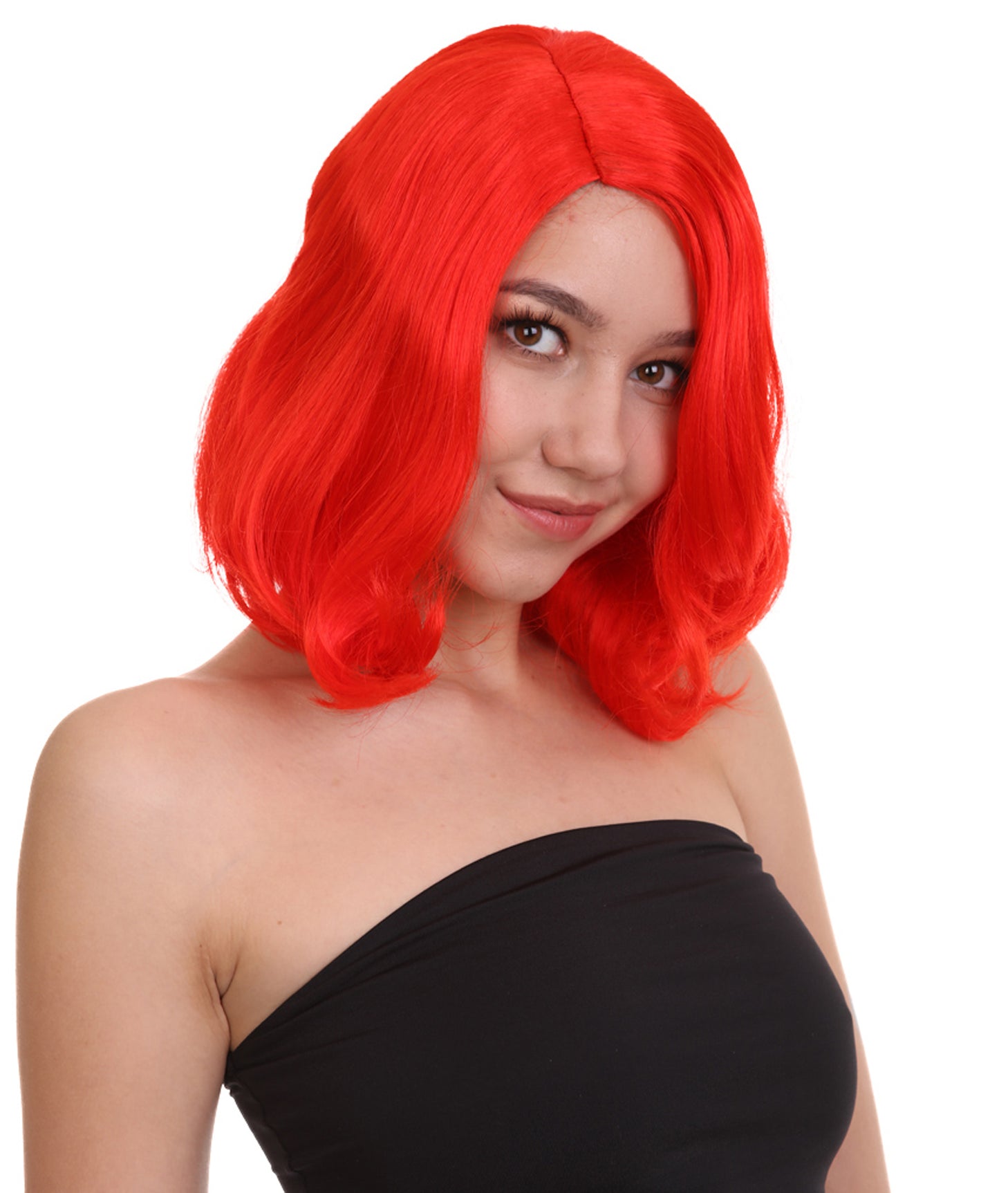 Wigs2you ハロウィン パーティー プレミアム 簡単に着用できる H-1149 とても快適なネオンレッド カーリー レディ ウィッグ