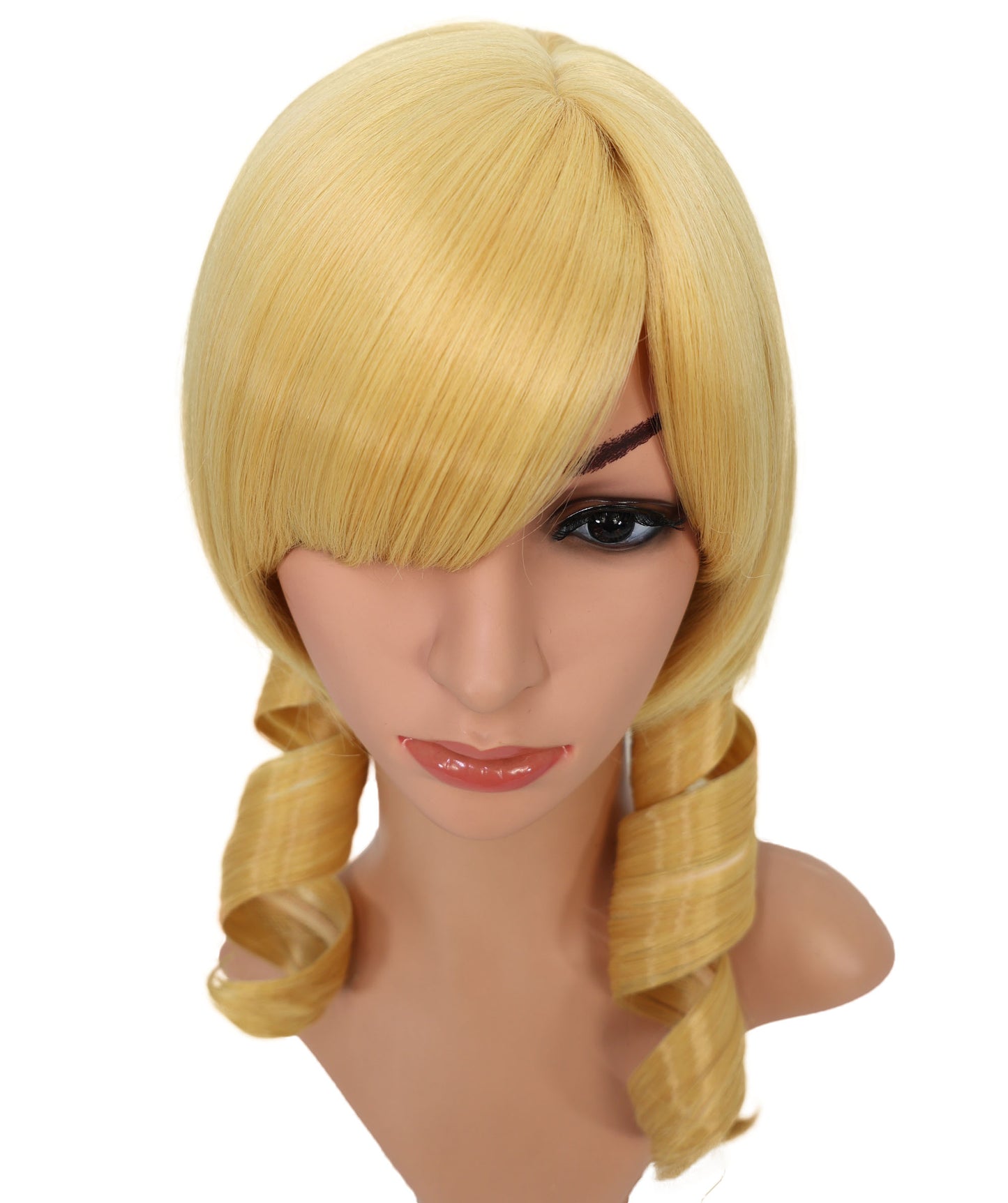 Wigs2you C-109 コスプレウィッグ ブロンドツインテール サイドバング付き 16インチ 人工毛 女性用