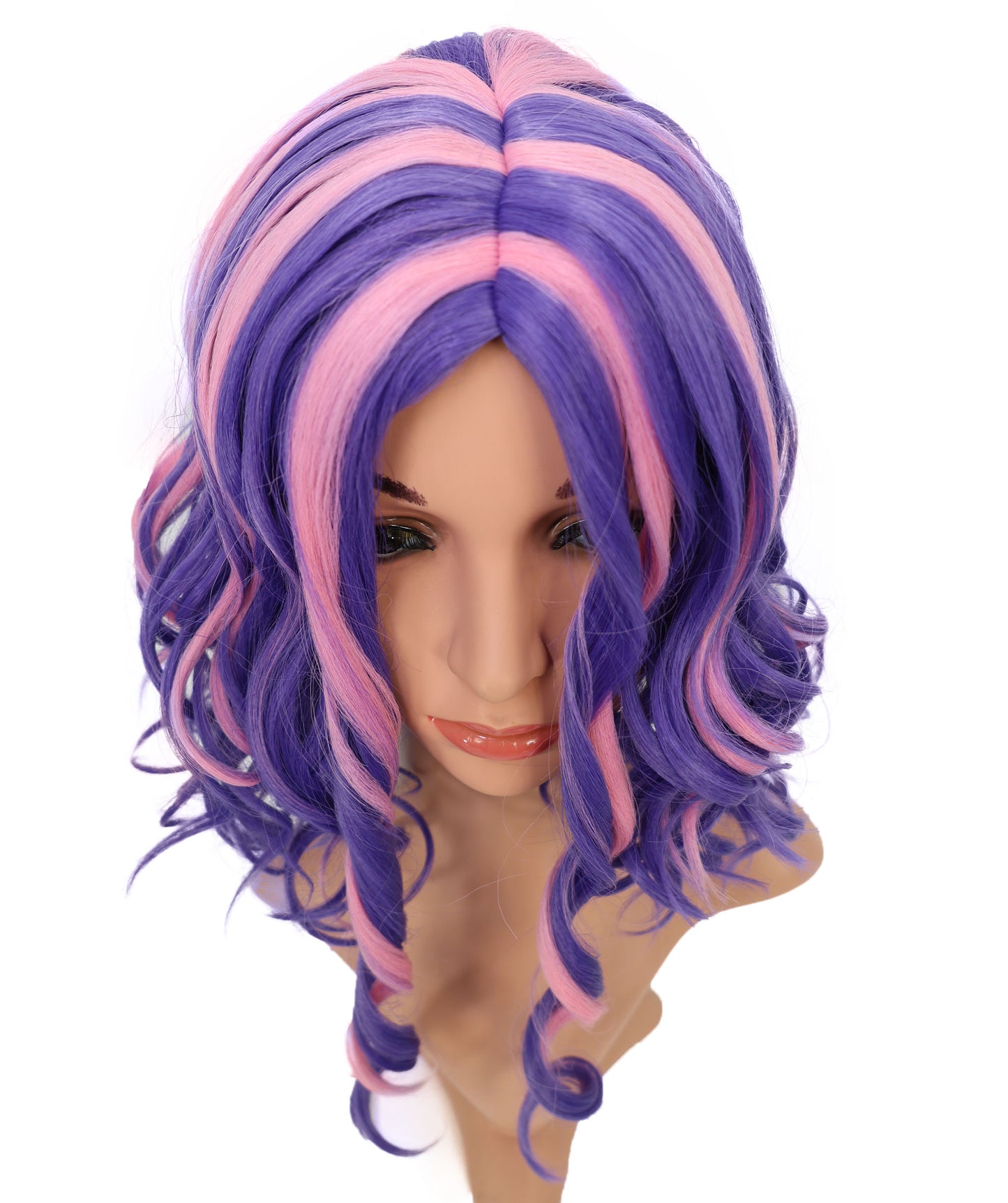 Wigs2you C-116 コスプレウィッグ パープル&ピンク ツートンカーリーヘア | 14.5インチ レディース 合成繊維ウィッグ