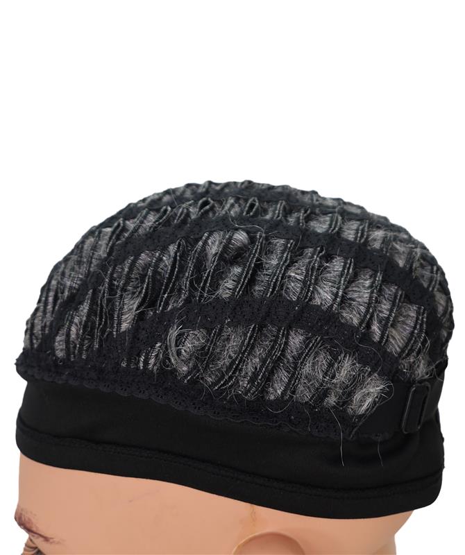Wigs2you C-125 男性用グレーのふわふわウィッグ - ふわふわカールの人工毛コスプレ用ヘア(帽子ベース付き)|9インチショートウィッグ