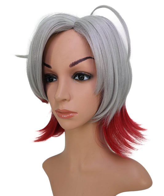 Wigs2you C-143 12インチ シルバーレッド ツートーンウィッグ - 耐熱性に優れた合成毛髪、スタイリッシュなツートーン効果