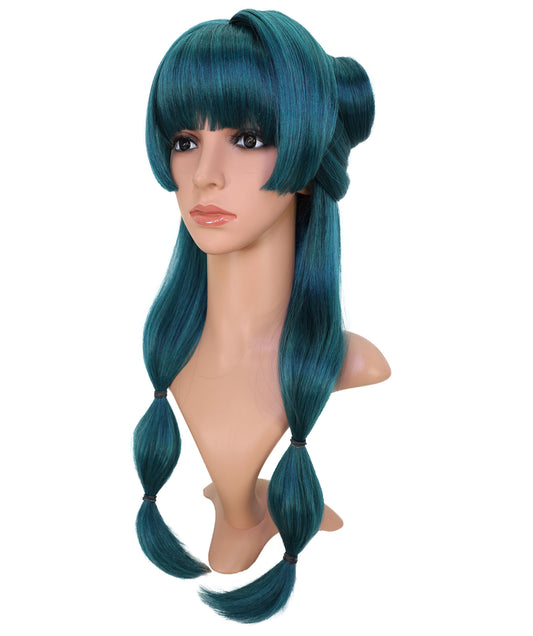 Wigs2you C-150 ダークグリーンの25インチロングウィッグ – 耐熱性に優れた合成毛、キャップレスデザインでコスプレやファッションに最適