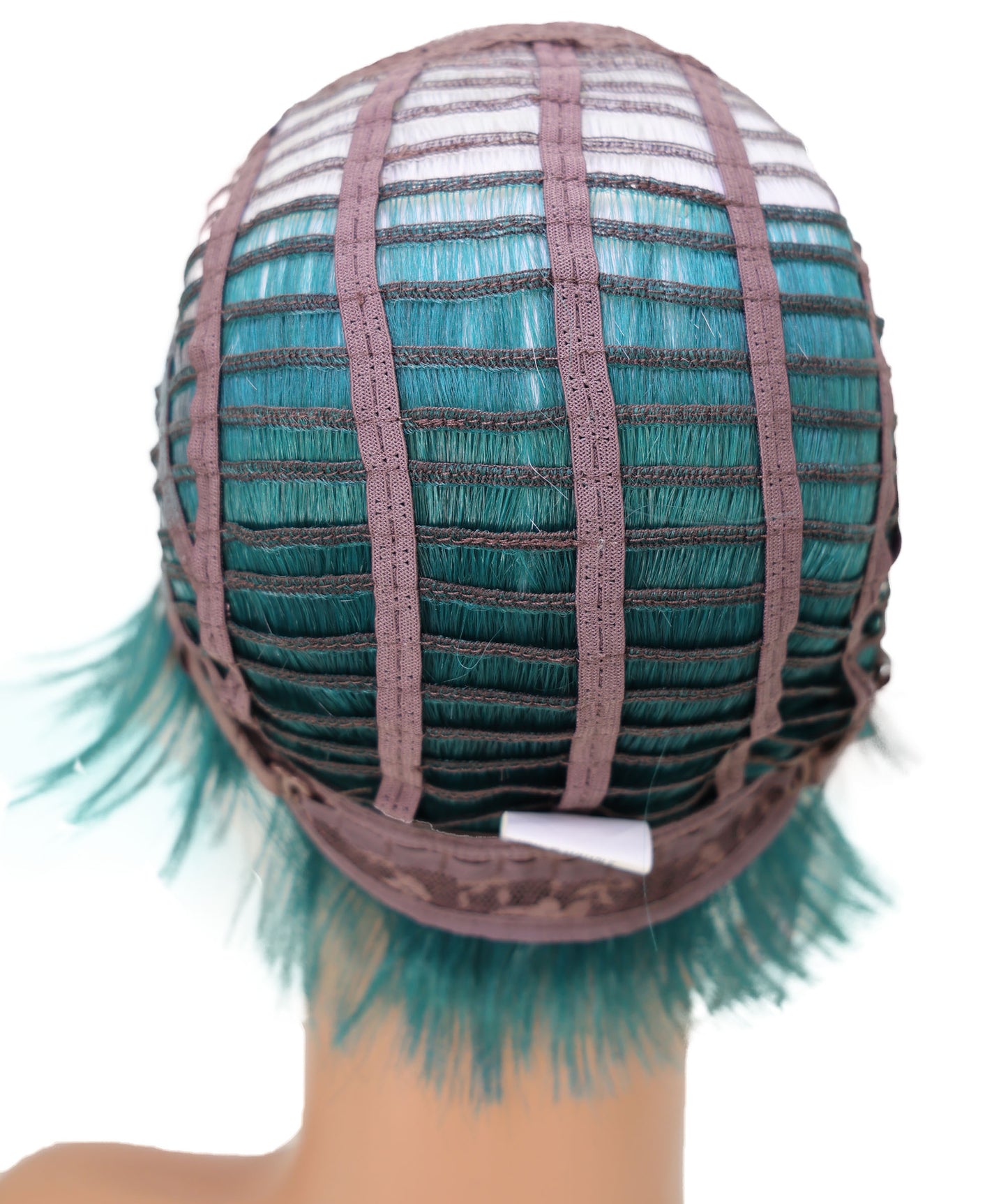 Wigs2you C-171 コスプレウィッグ レディース ホワイト&グリーン ショート ストレート 9インチ フルウィッグ 耐熱ファイバー キャップレス アニメ風 ハロウィン 仮装 イベント パーティー