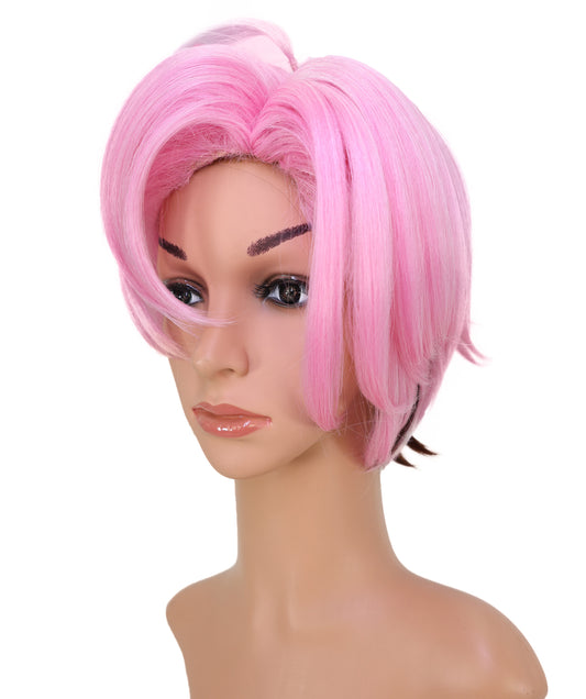 Wigs2you C-180 コスプレウィッグ レディース ピンク ショート レイヤーカット 13インチ 前髪付き フルウィッグ 耐熱ファイバー キャップレス アニメ風 ハロウィン 仮装 舞台 イベント