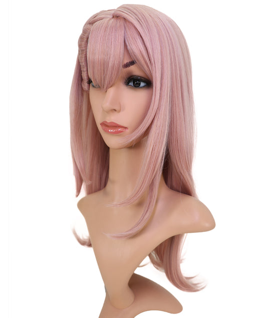 Wigs2you C-183 コスプレウィッグ レディース ダークピンク ロング ストレート 22インチ 前髪付き フルウィッグ 耐熱ファイバー キャップレス アニメ風 ハロウィン 仮装 パーティー 舞台 イベント