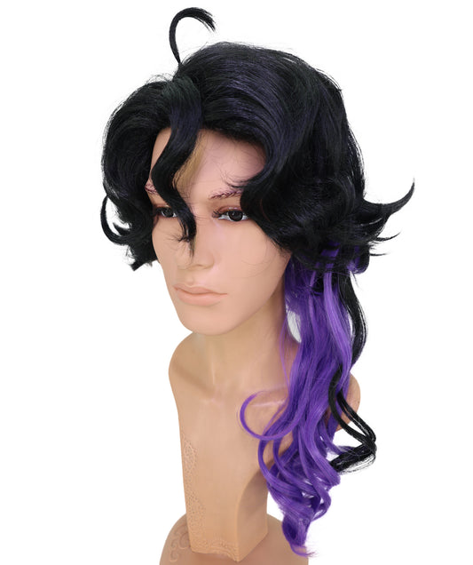 Wigs2you C-201 コスプレウィッグ ブラック×ダークパープル ロング 29インチ アニメ風 合成繊維 男性用 コスプレ イベント