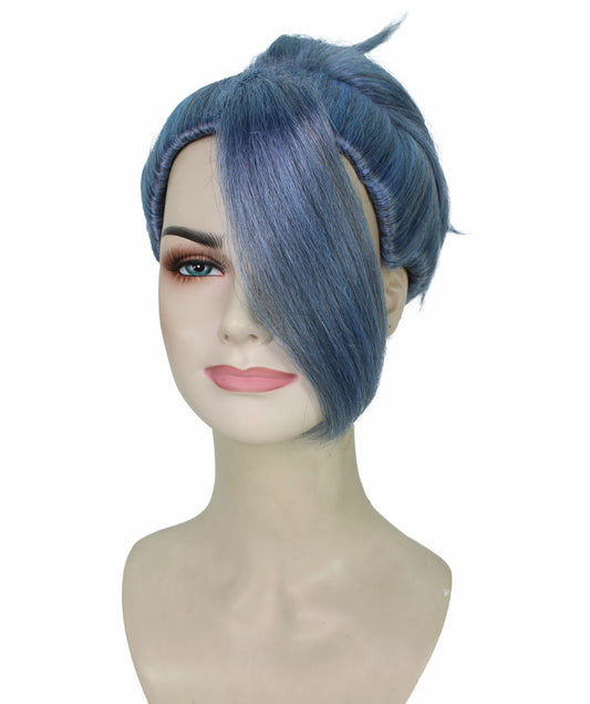 ブルー ポニーテール H-6256 アニメウィッグ女性用パイロットスクールスタイル難燃性合成繊維