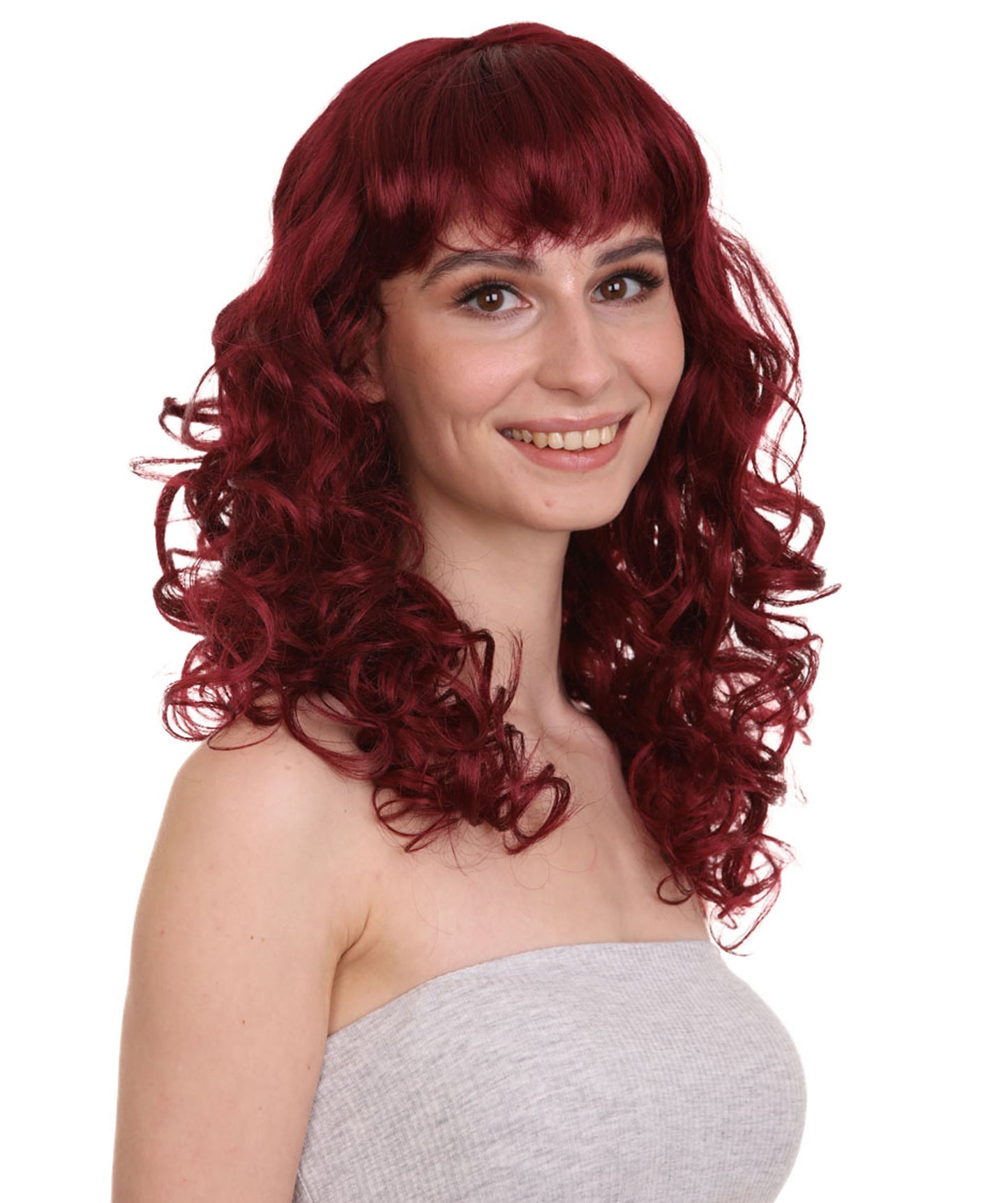 Wigs2you ハロウィンパーティー プレミアム レディース H-995 着用しやすい ベラウィッグ バーガンディカラー